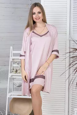 Стильний жіночий комплект с нічною сорочкою Км1091н Мокко