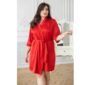 Вишуканий шовковий халат в великих розмірах Хк1092 Червоний