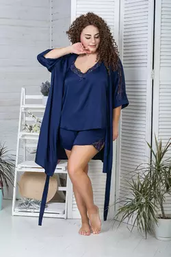 Комплект жіночий з піжамою батал К811п Синій