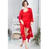 Комплект шовковий піжама с подовженим халатом К1104п Червоний