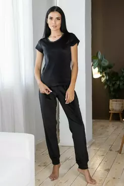 Жіноча піжама футболка зі штанами Пч1605 Чорний