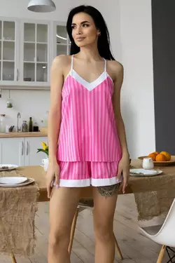 Жіноча піжама в смужку Пм1900 Малиновий