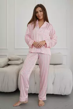 Піжама в рожевому стилі з брюками П1400